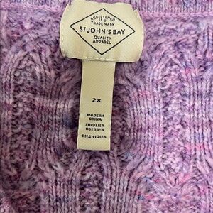 St. John's Bay Lavender Marled Cable Knit Sweater super soft brand new !!